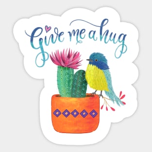 Cactus and bird Sticker